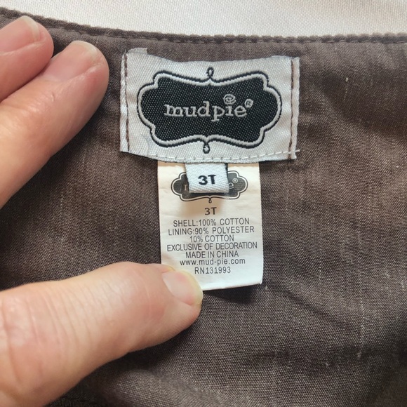 Mud Pie Little Girls Corduroy Jumper Appliquéd Turkey Pom Pom Rick Rack Trim - Picture 7 of 7